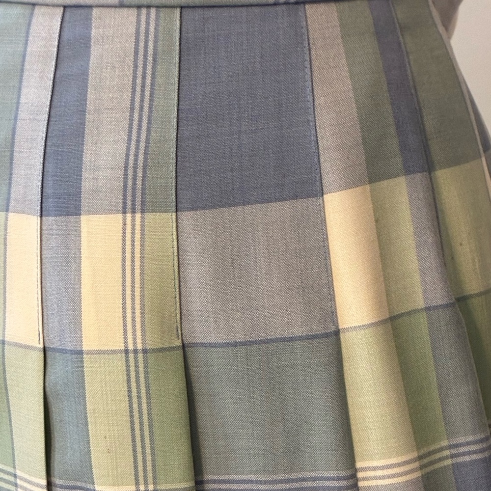 Pendleton Skirt in a Pastel Blue and Green Pleated Plaid Made in the USA - Picture 10 of 15